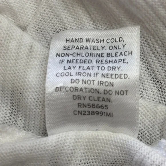 Caslon Coastal Boho XL White Beaded Scoop Neck Short Sleeve Burnout Cotton Tee - Picture 9 of 10